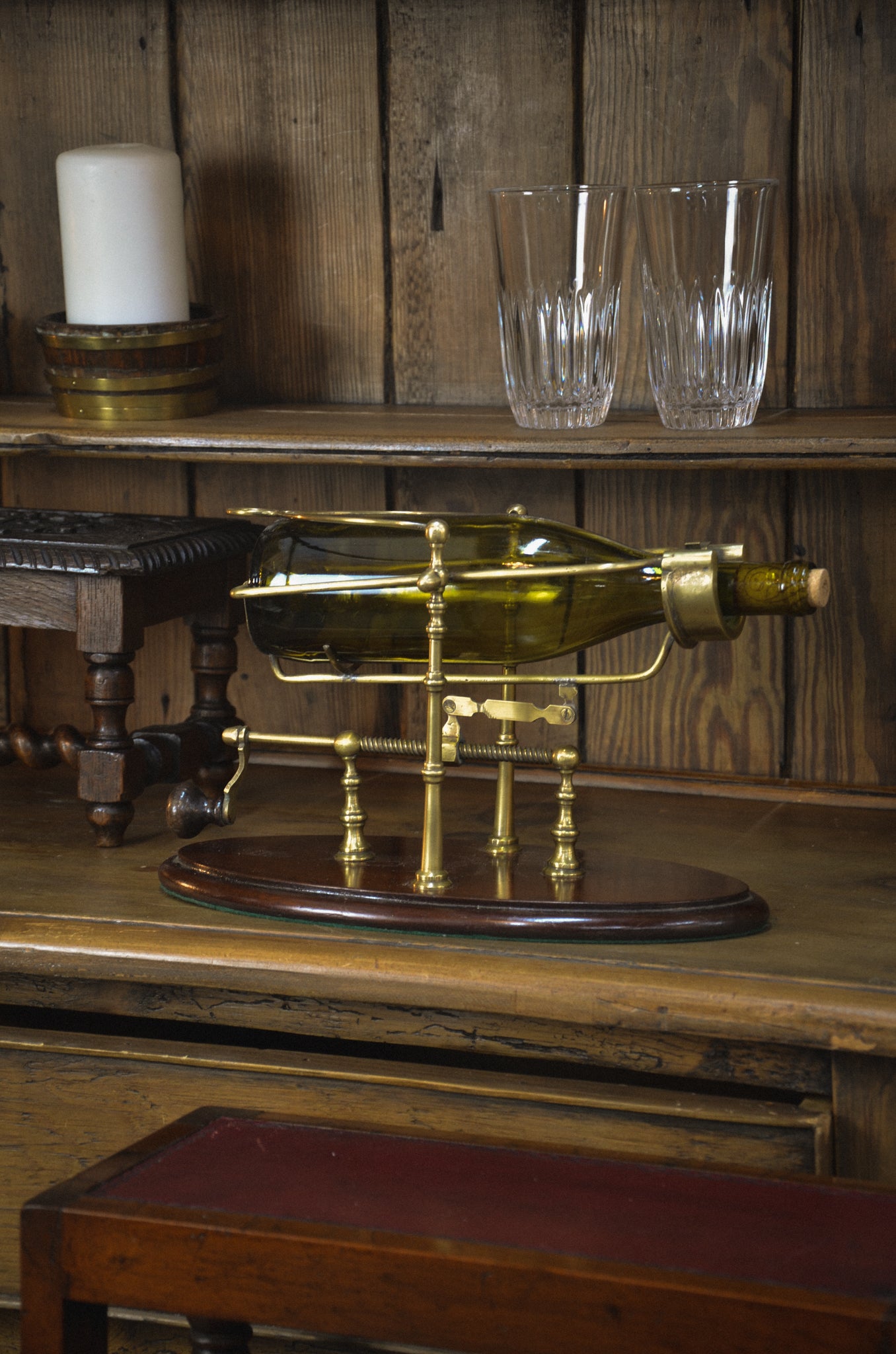 English Brass Wine Decanting Cradle
