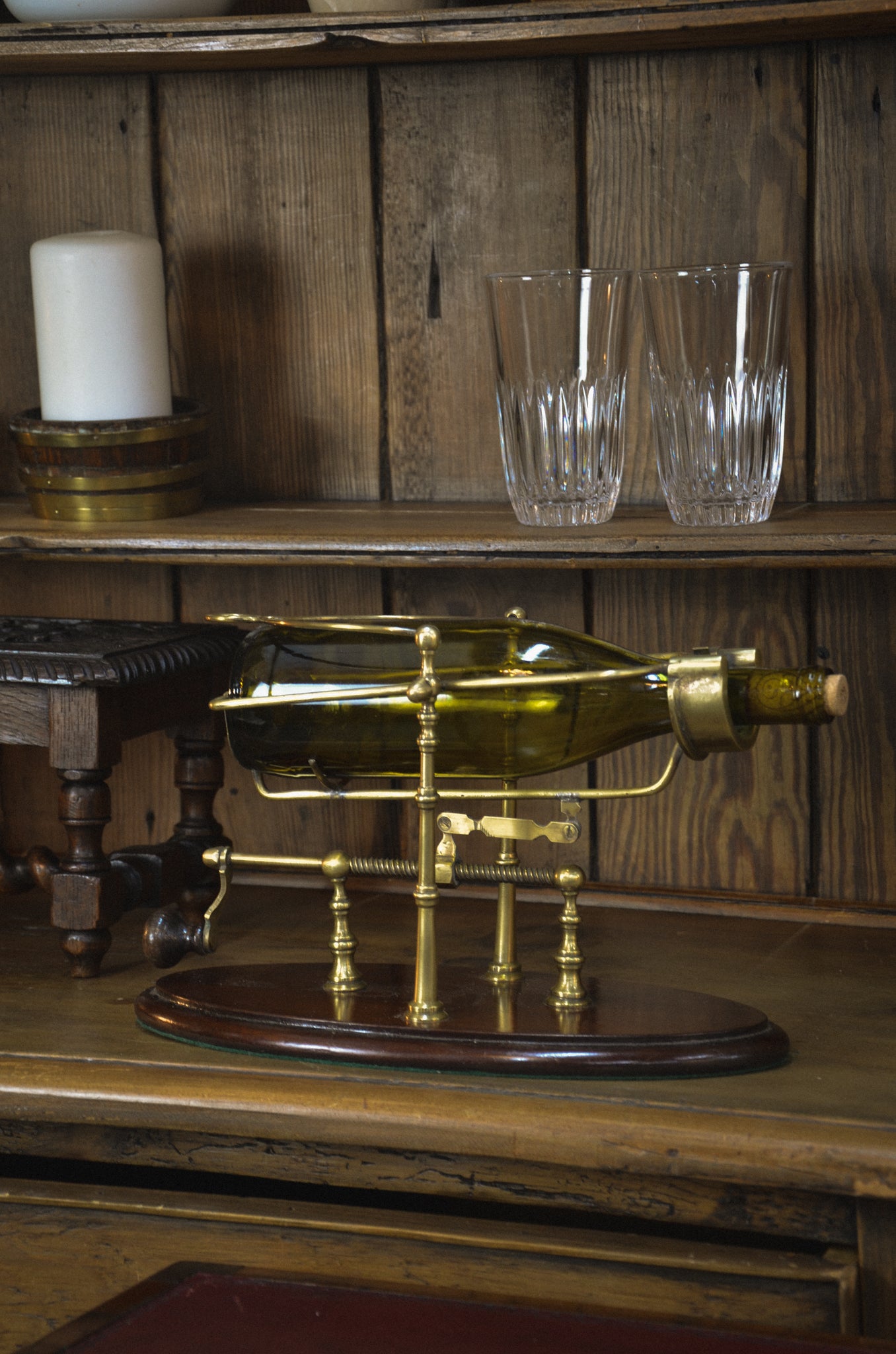 English Brass Wine Decanting Cradle