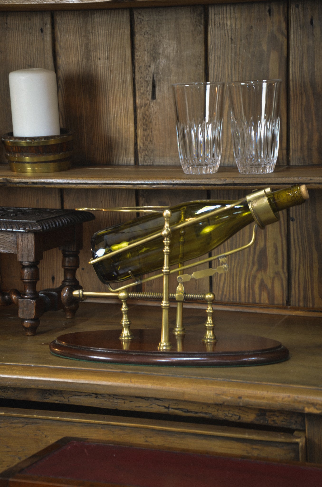 English Brass Wine Decanting Cradle