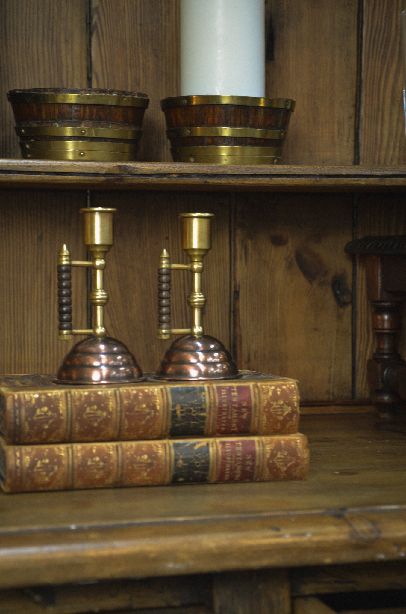 19th Century English Brass & Copper Candlestick