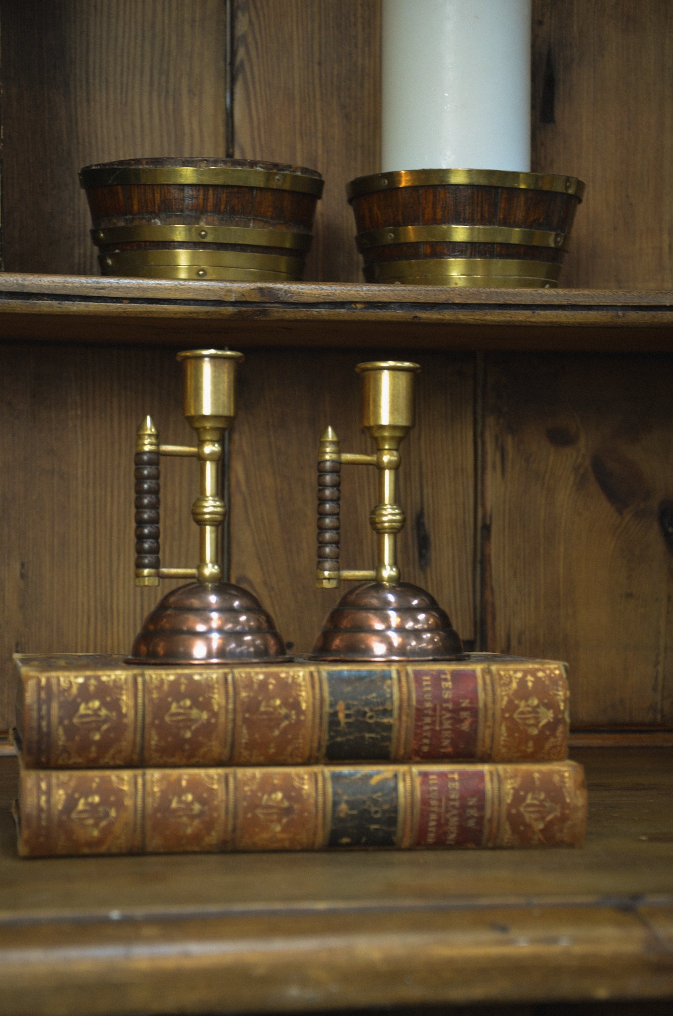 19th Century English Brass & Copper Candlestick