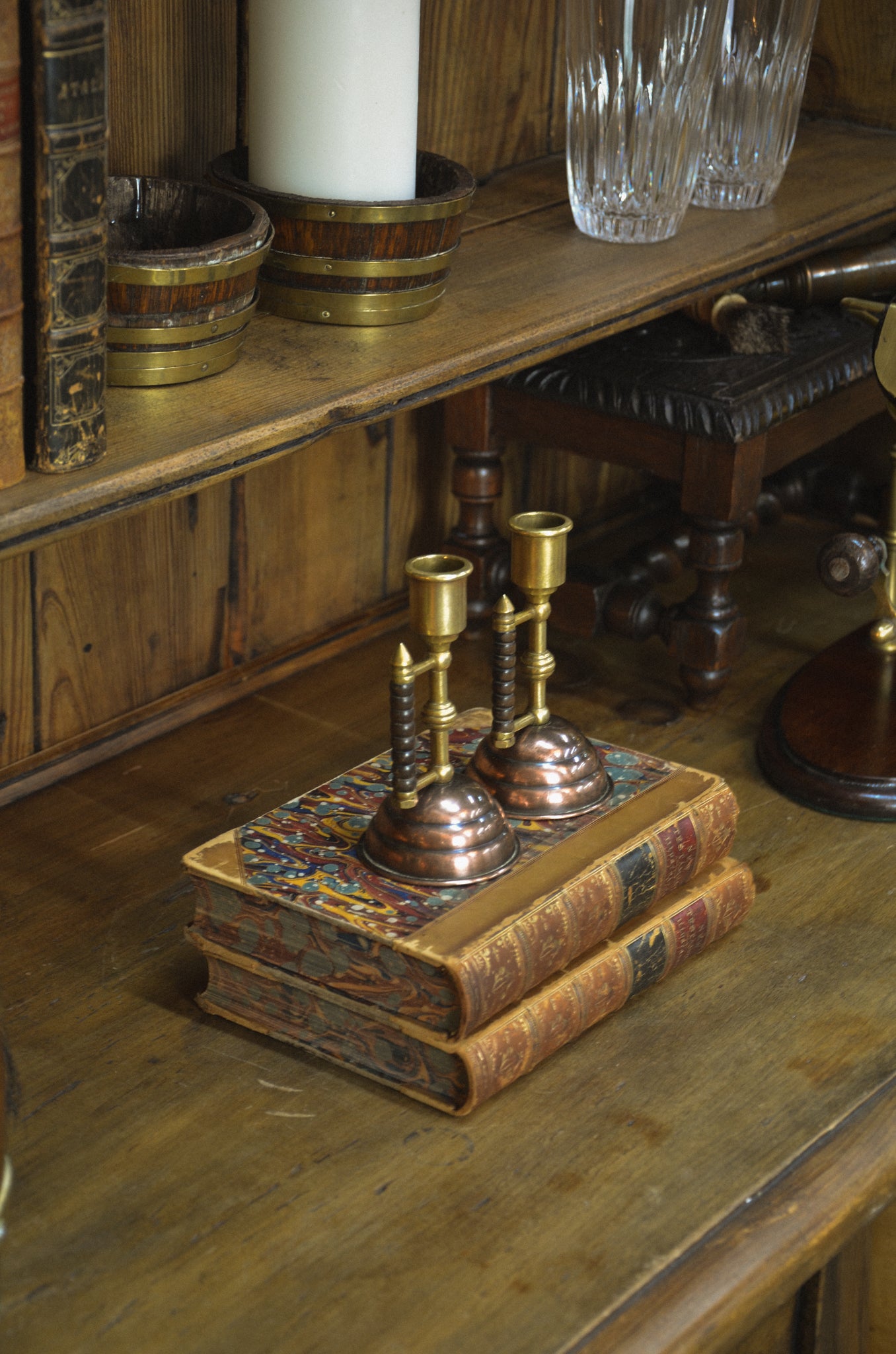 19th Century English Brass & Copper Candlestick