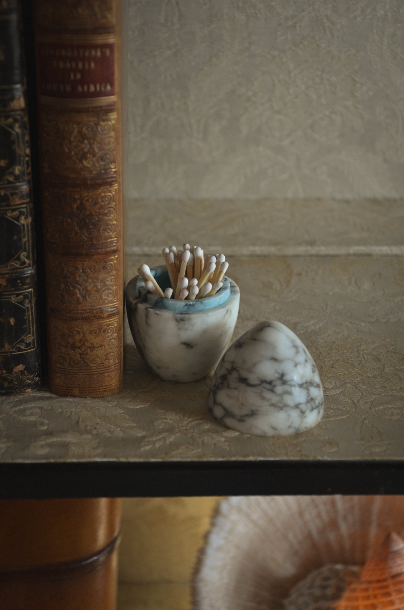 Vintage Lidded Alabaster Egg