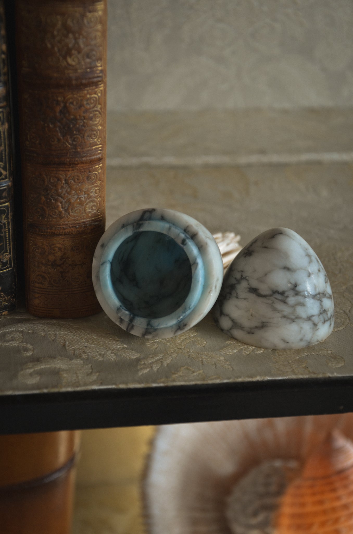 Vintage Lidded Alabaster Egg