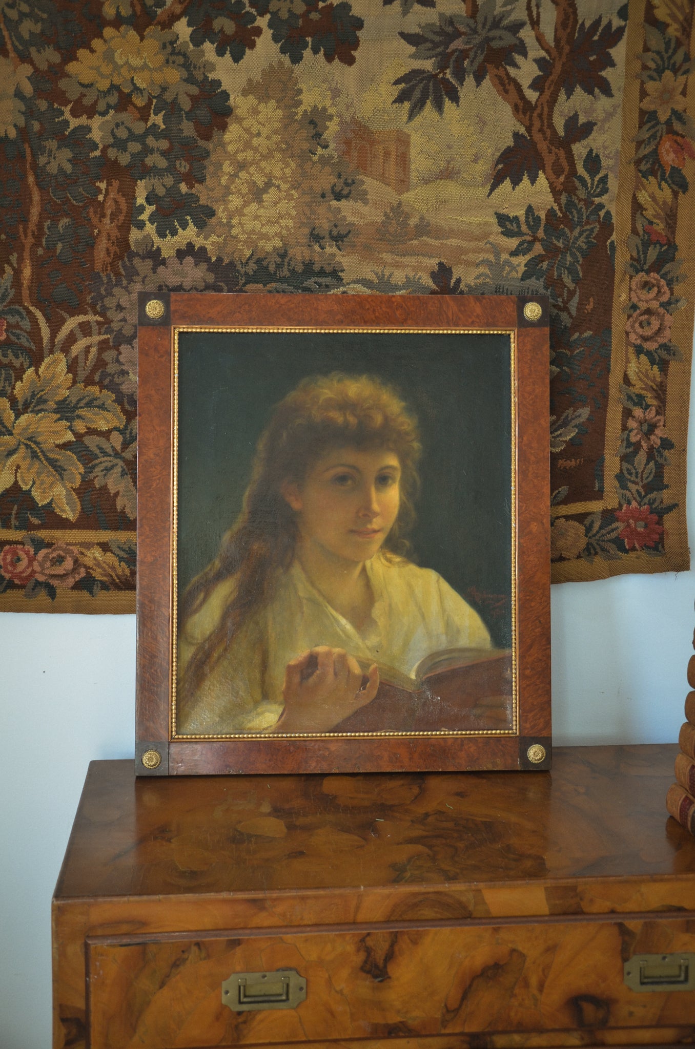 Female Portrait Bibliophile Large Oil Painting on Canvas