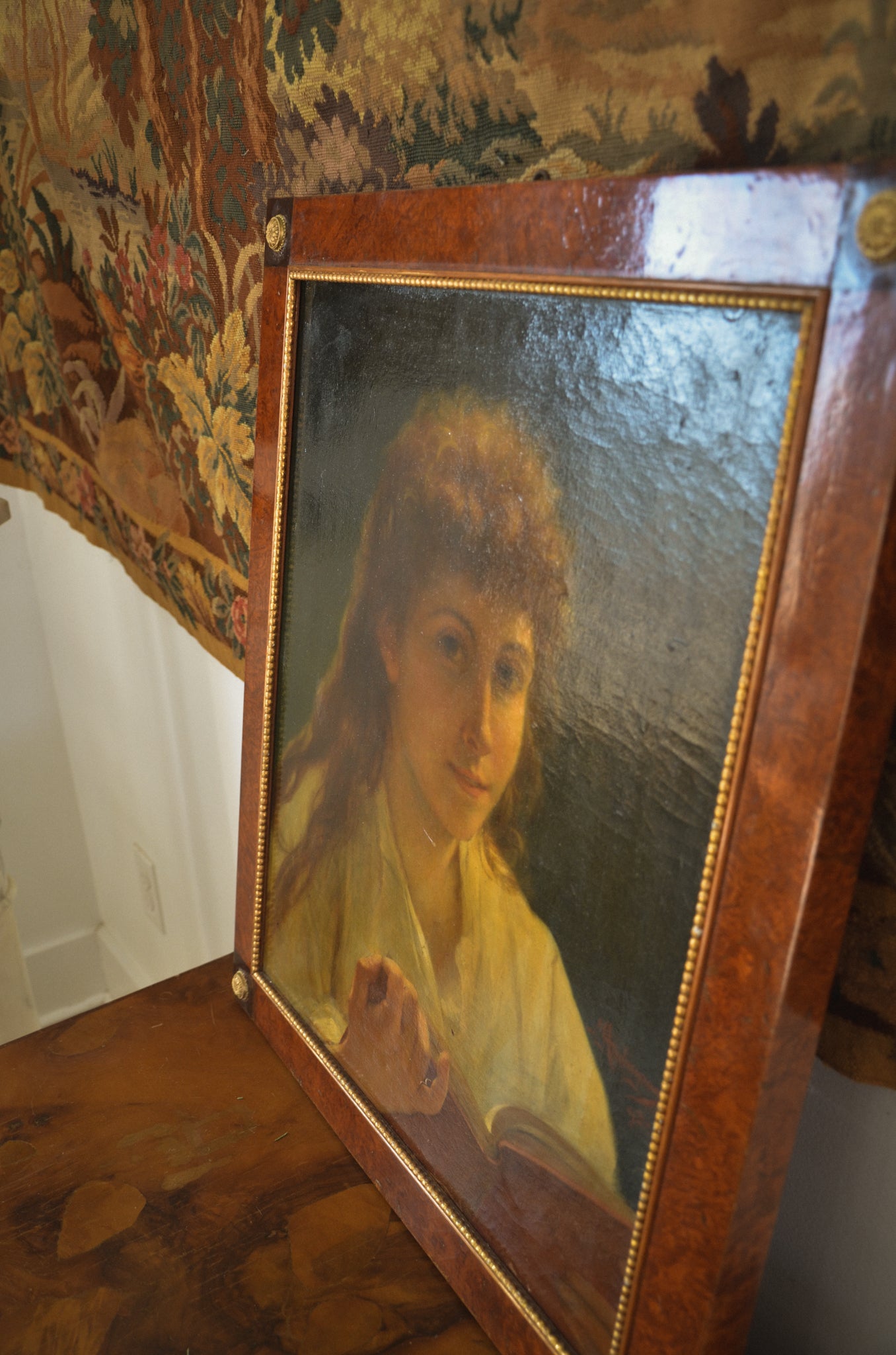 Female Portrait Bibliophile Large Oil Painting on Canvas