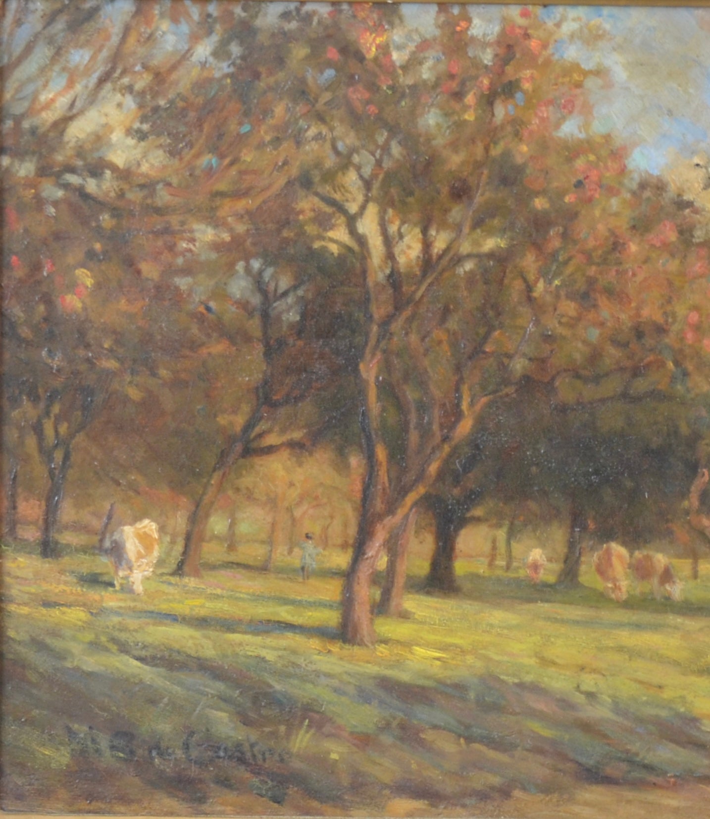 Antique Pastoral Cow Painting