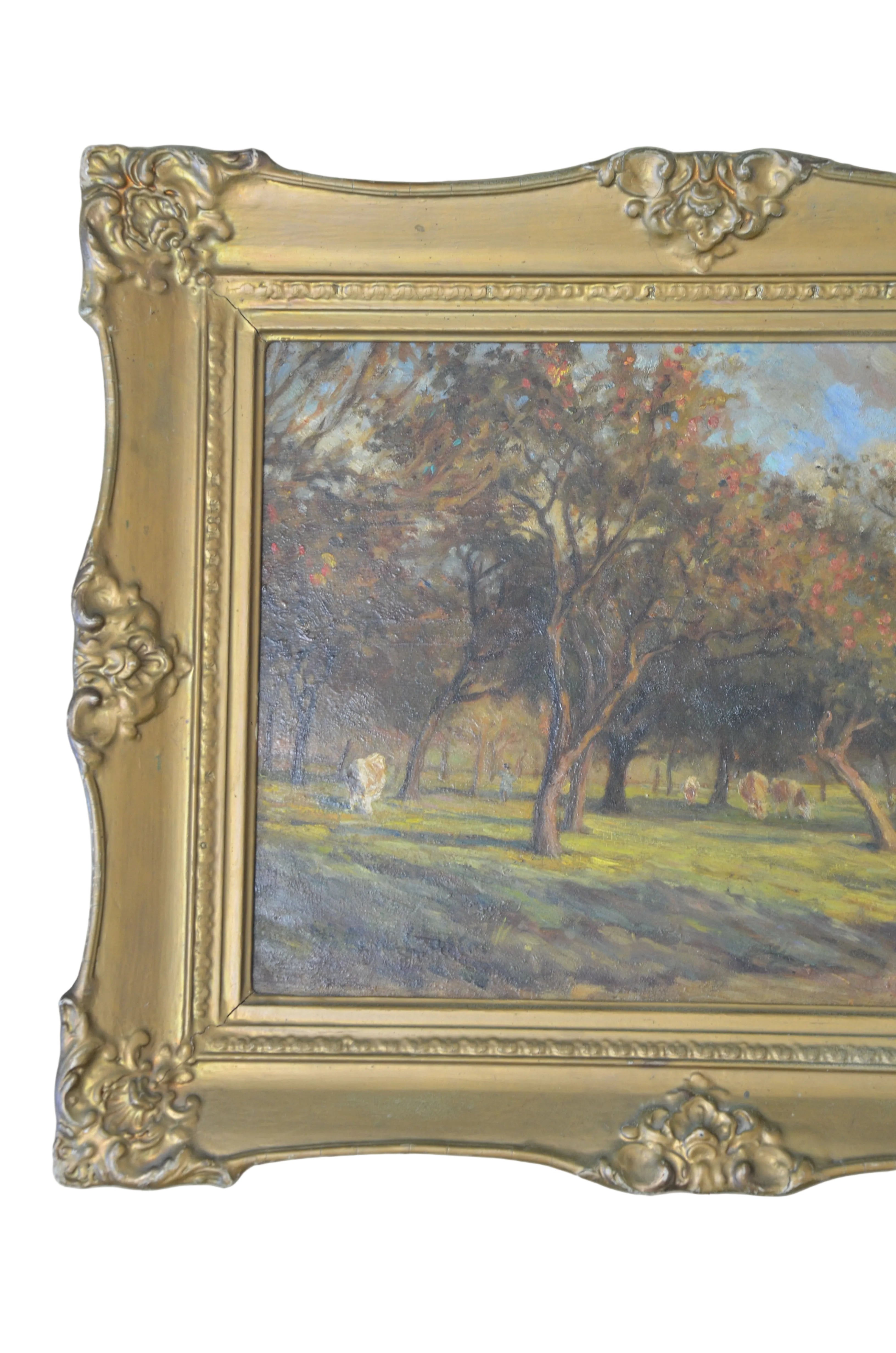 Antique Pastoral Cow Painting