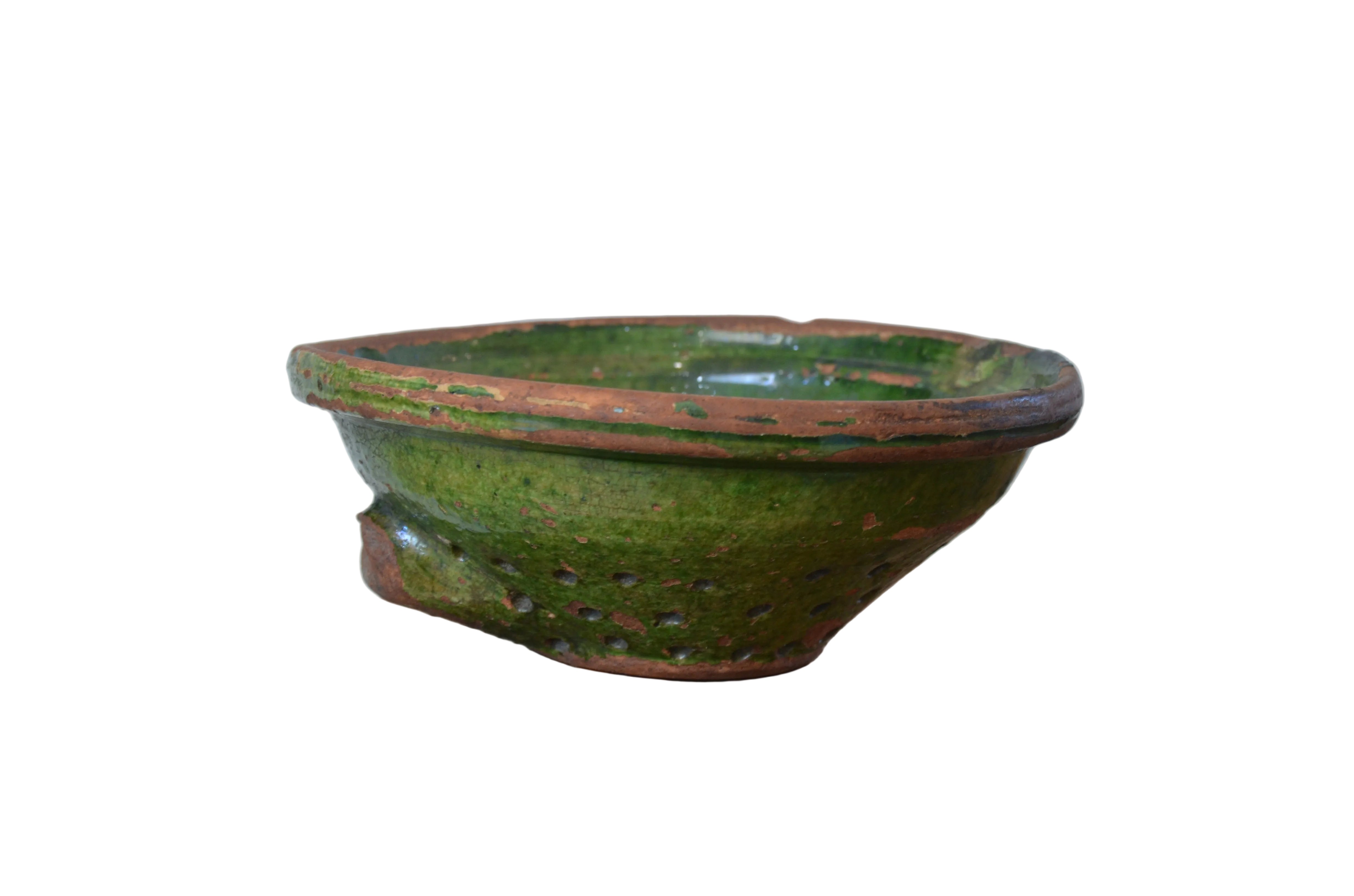 French Green Glaze Terracotta Strainer