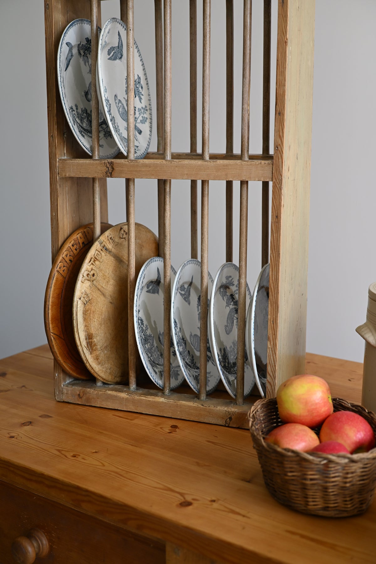 Antique Victorian English Pine Plate Rack