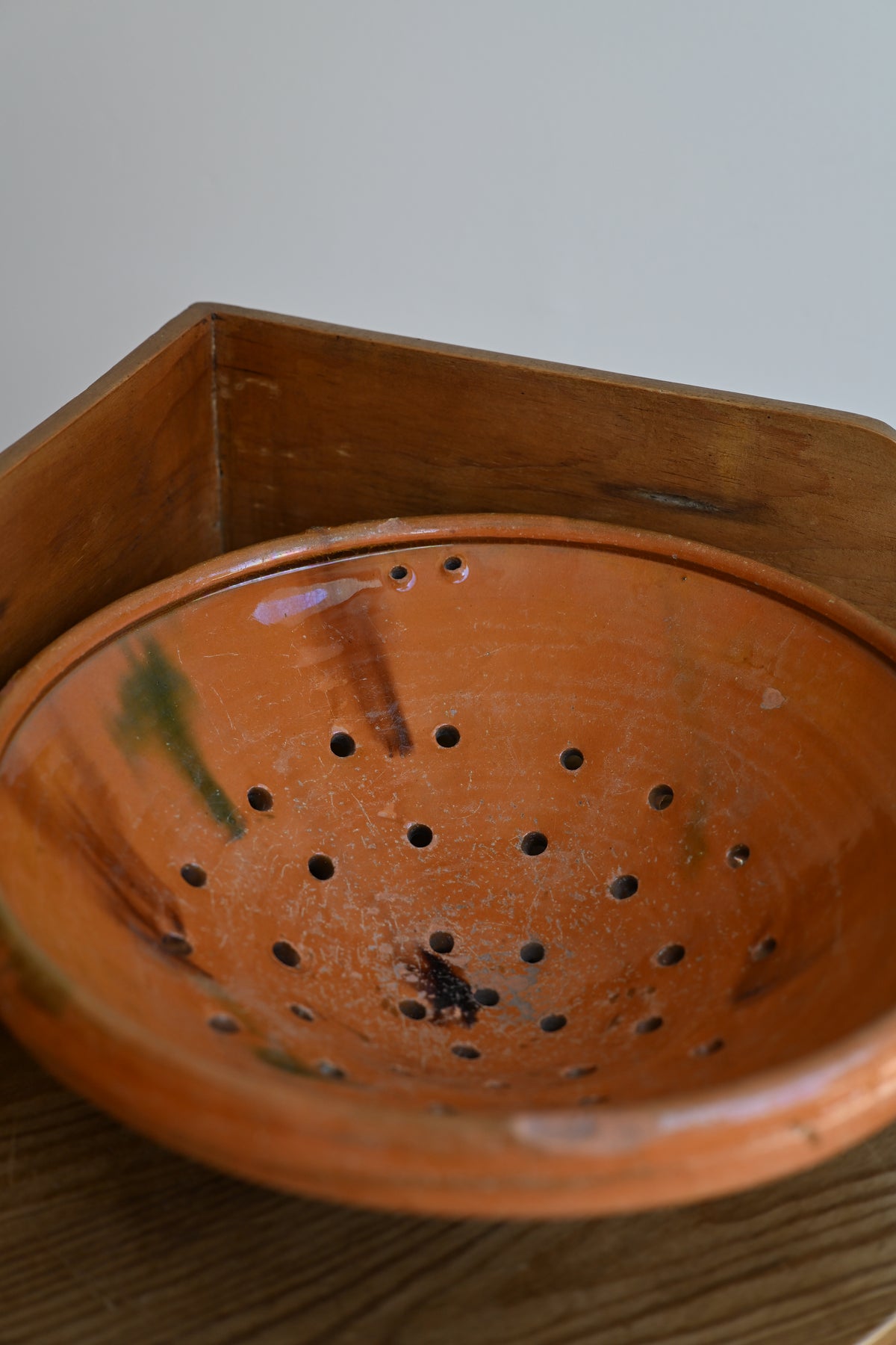 French 19th Century Orange Glaze Strainer