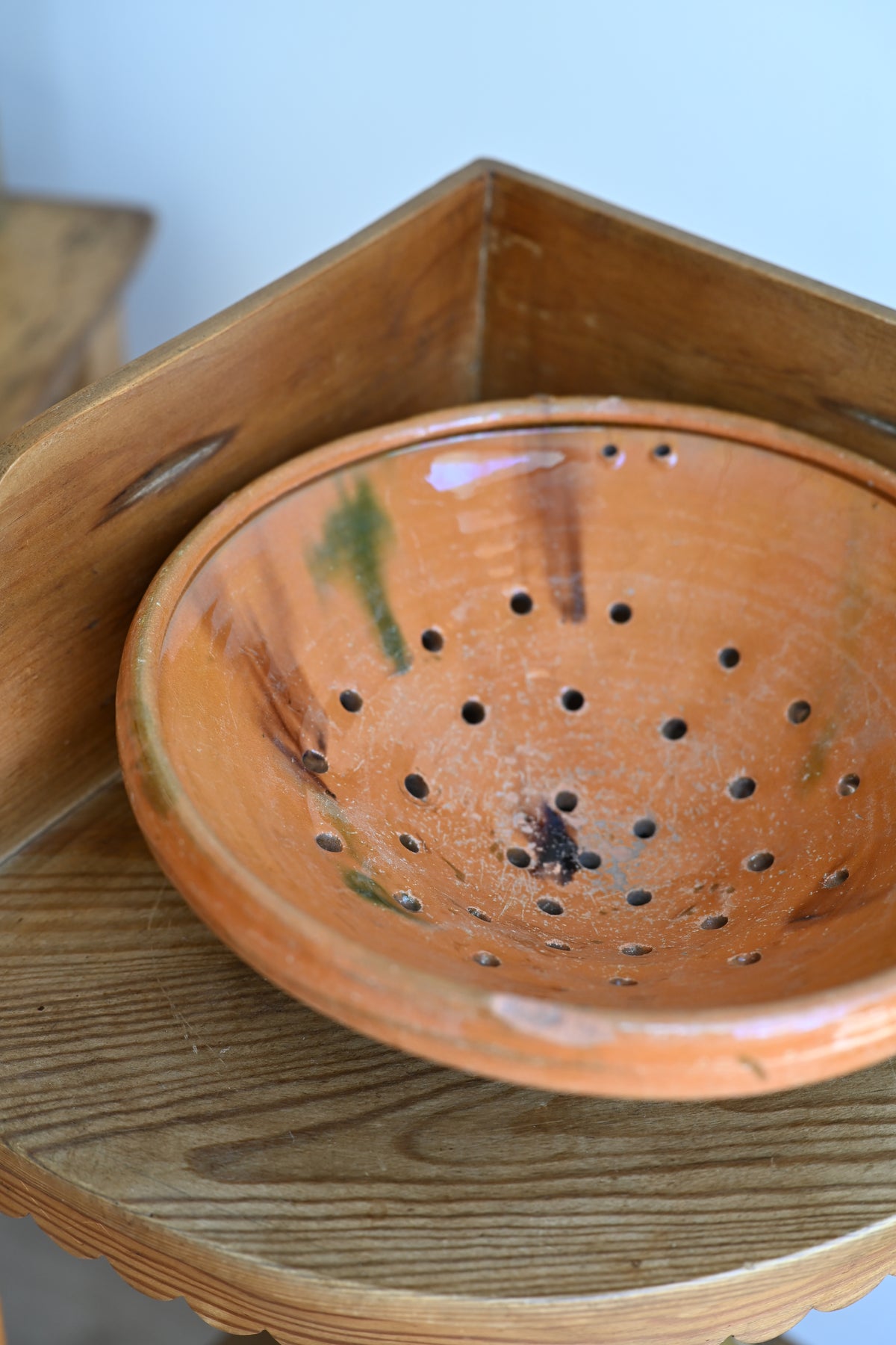 French 19th Century Orange Glaze Strainer
