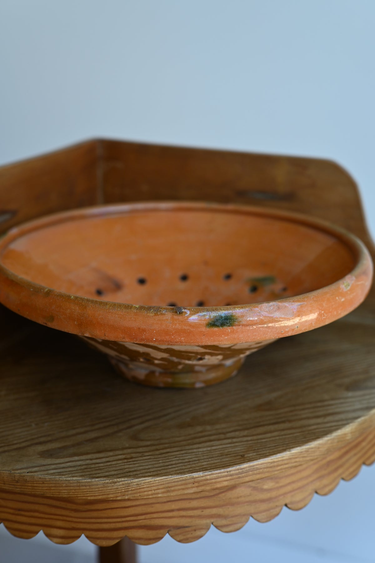 French 19th Century Orange Glaze Strainer
