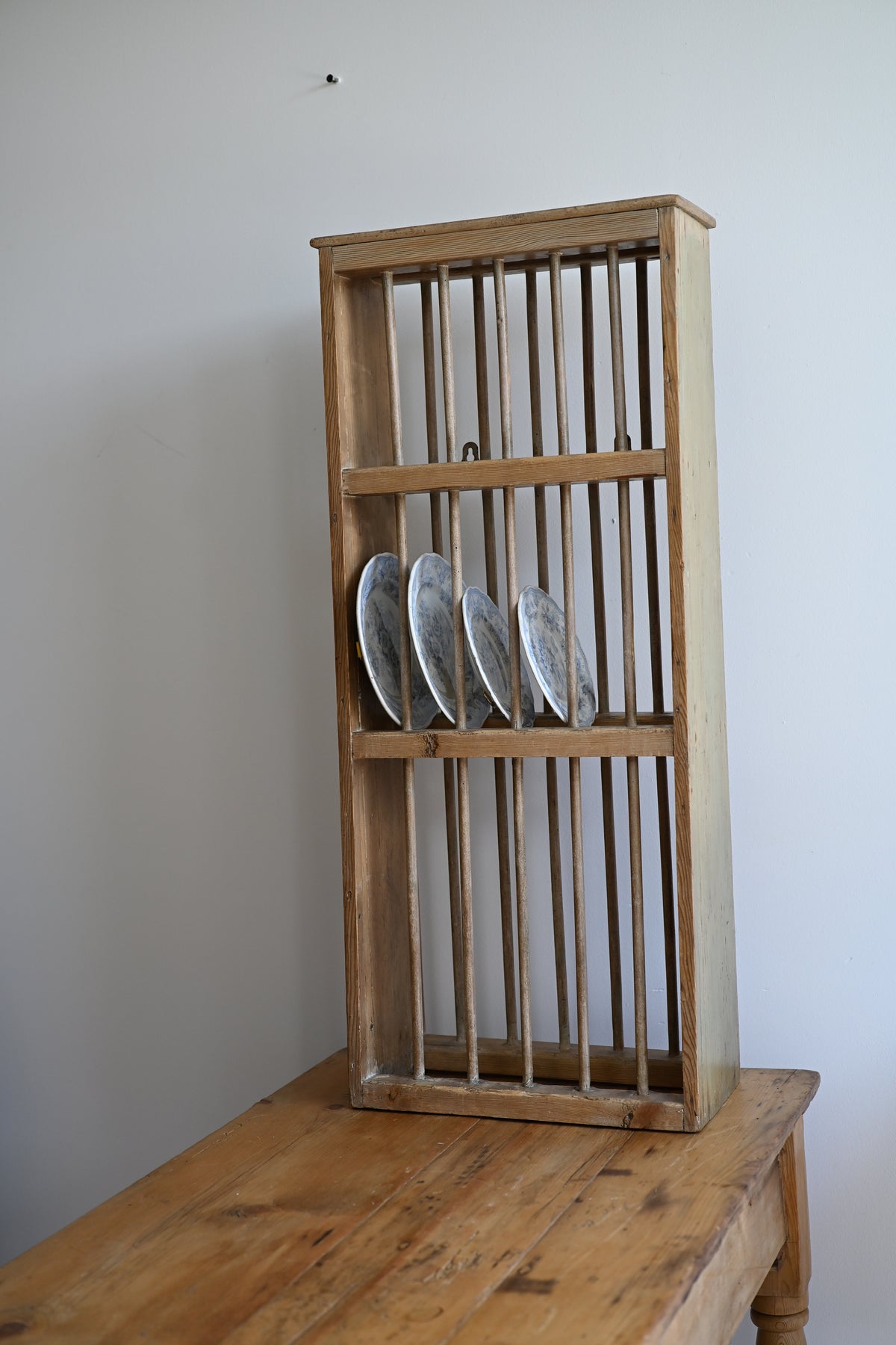 Antique Victorian English Pine Plate Rack