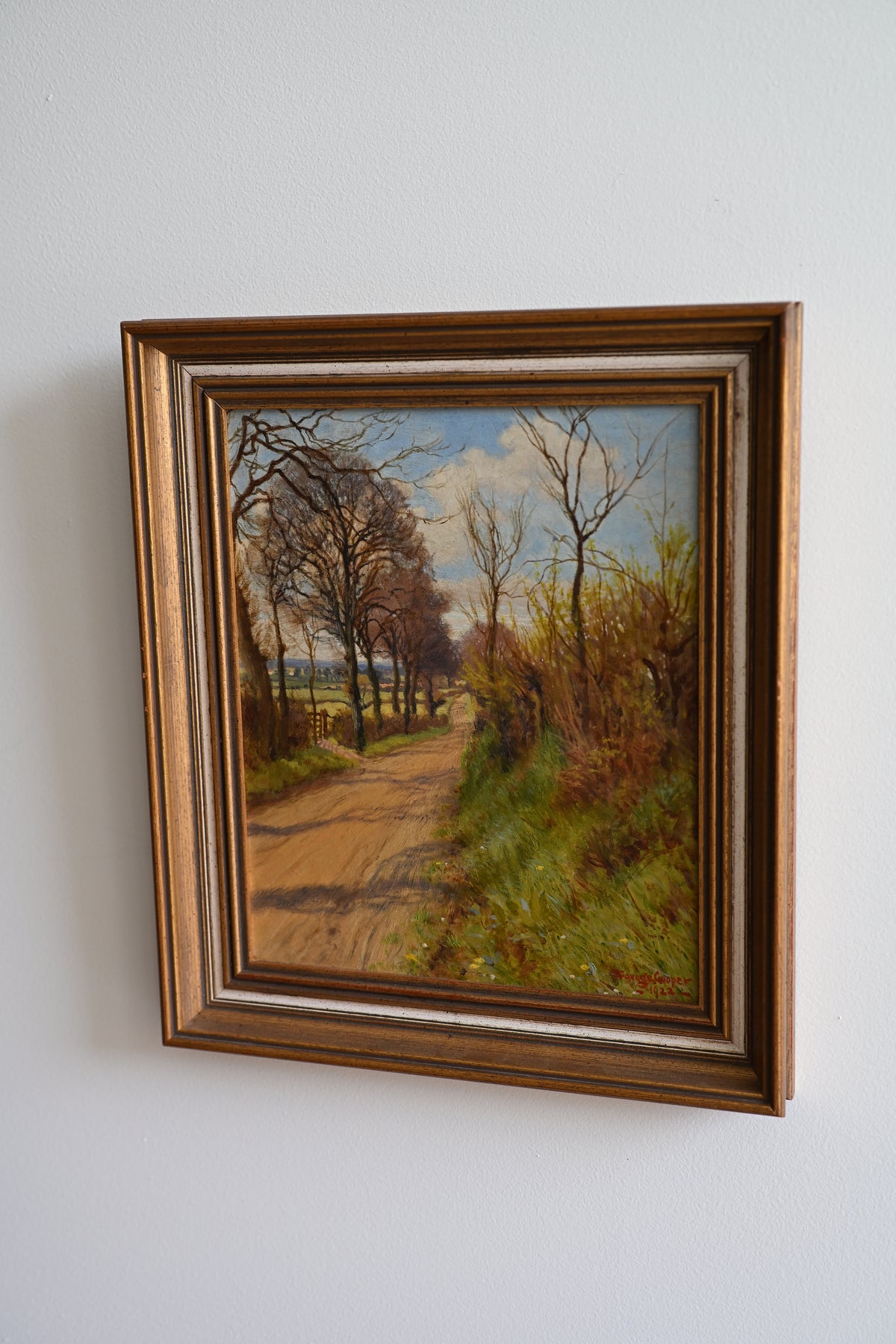 English Fall/Spring Countryside Oil on Board