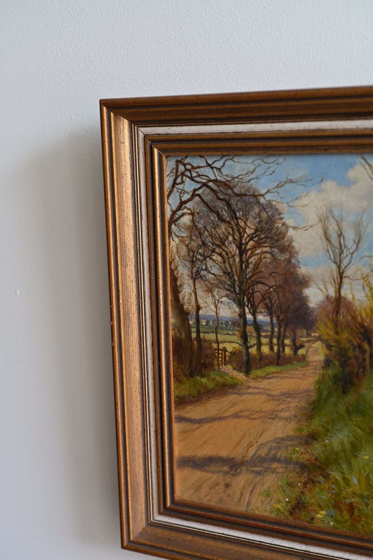 English Fall/Spring Countryside Oil on Board